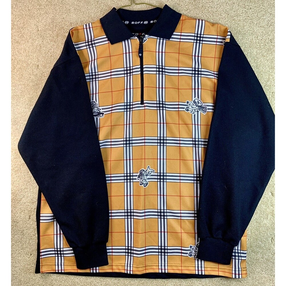 Vtg 90s Y2k Boff Jeans Hip Hop Skater  1/4 Zip Collared Shirt Large New with Tag